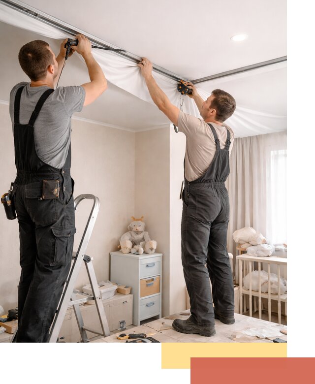 Монтаж натяжного потолка в детской комнате в Владикавказе