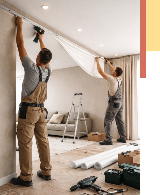 Монтаж натяжного потолка в гостиной в Владикавказе от 567 руб. | ОТДЕЛОЧНИК-Вкз