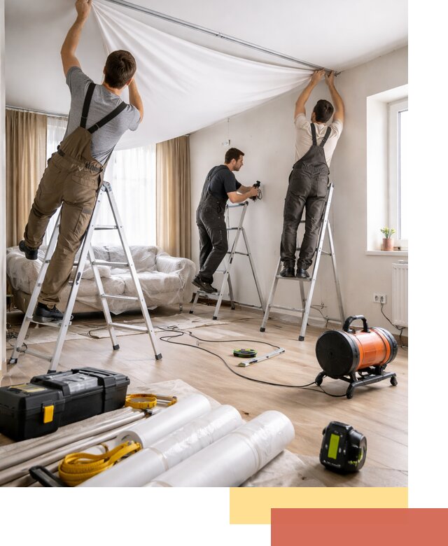 Монтаж натяжного потолка в гостиной в Владикавказе