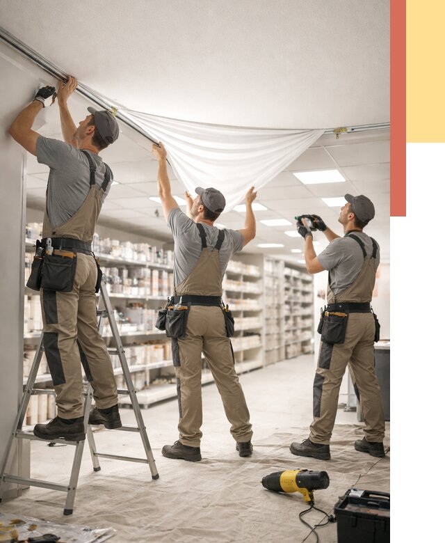 Монтаж натяжного потолка в магазине в Владикавказе от 4639 руб. быстро и недорого | ОТДЕЛОЧНИК-Вкз