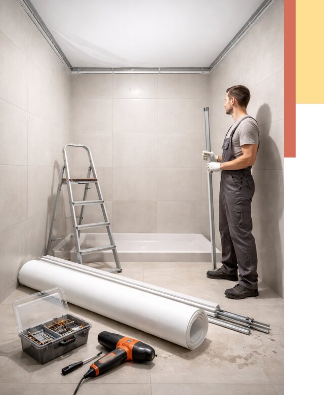 Монтаж натяжного потолка в санузле в Владикавказе от 1907 руб. — ОТДЕЛОЧНИК-Вкз