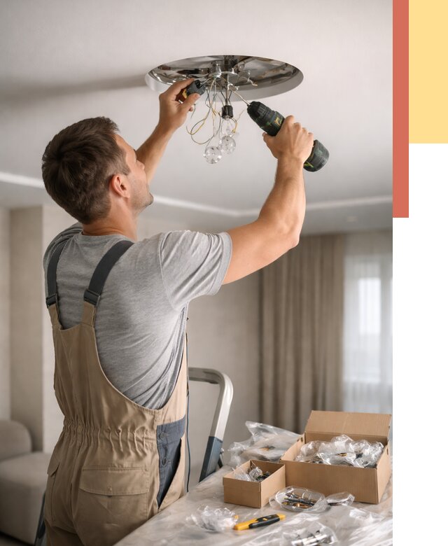 Установка люстры в натяжной потолок в Владикавказе от 1237 руб. | Быстро и недорого — ОТДЕЛОЧНИК-Вкз