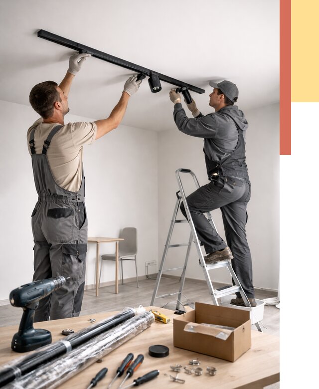 Установка трековых светильников в натяжной потолок в Владикавказе от 4329 руб. | ОТДЕЛОЧНИК-Вкз