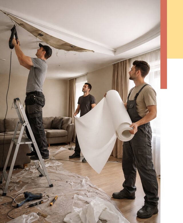 Замена полотна натяжного потолка в Владикавказе от 9793 руб. быстро и недорого | ОТДЕЛОЧНИК-Вкз