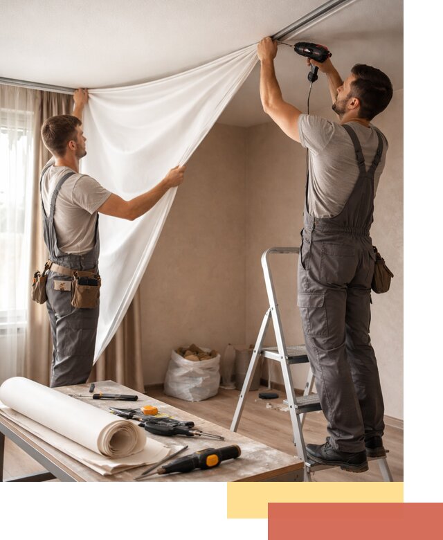 Замена полотна натяжного потолка в Владикавказе быстро и качественно