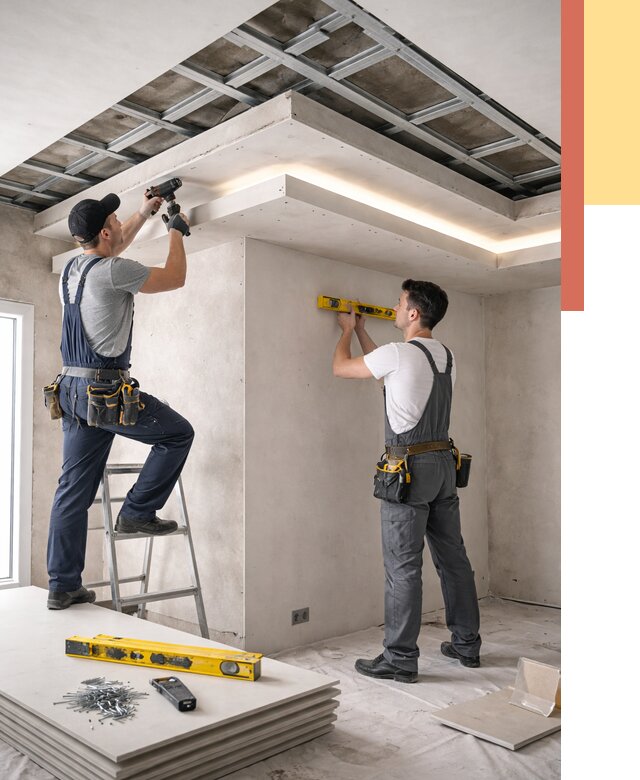 Двухуровневый потолок из гипсокартона в Владикавказе от 1495 руб. под ключ | ОТДЕЛОЧНИК-Вкз