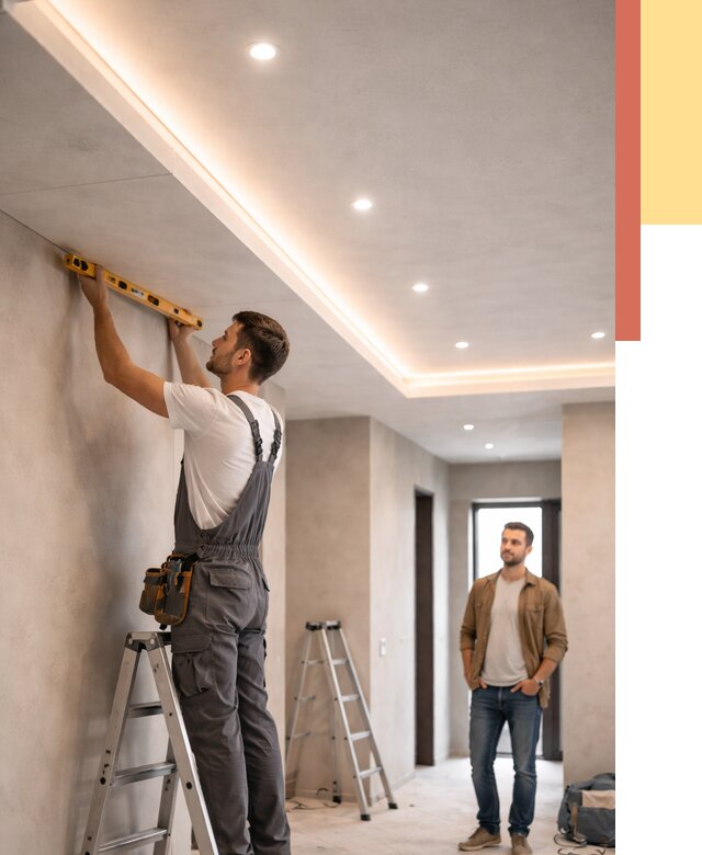 Потолок из гипсокартона с подсветкой в Владикавказе от 773 руб./м2 под ключ | ОТДЕЛОЧНИК-Вкз