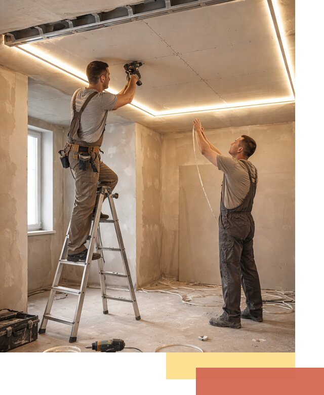 Потолок из гипсокартона с подсветкой в Владикавказе