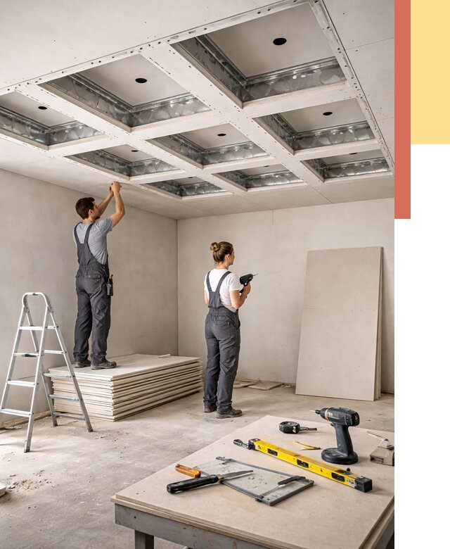 Кессонный потолок из гипсокартона в Владикавказе от 1907 руб. — монтаж и под ключ | ОТДЕЛОЧНИК-Вкз