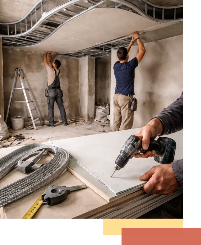 Криволинейный потолок из гипсокартона в Владикавказе — монтаж и отделка