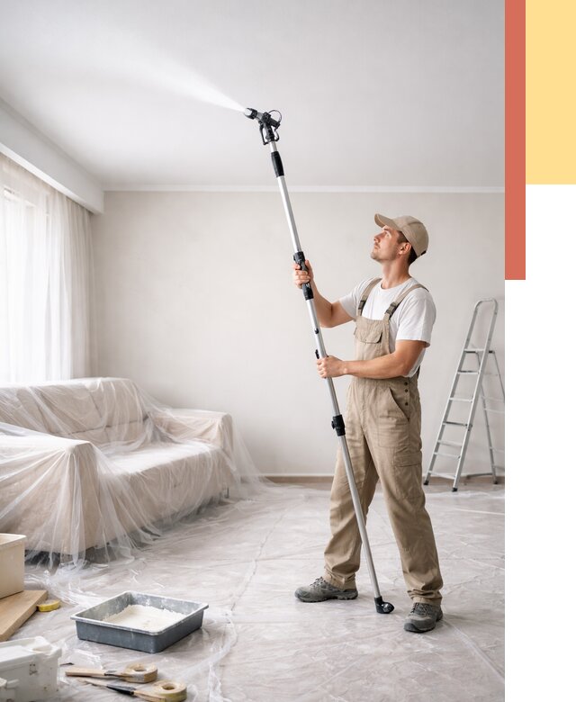 Покраска потолка краскопультом в Владикавказе от 4639 руб. быстро и недорого | ОТДЕЛОЧНИК-Вкз