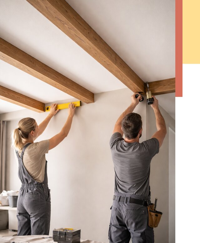 Монтаж декоративных балок на потолок в Владикавказе от 4329 руб. — ОТДЕЛОЧНИК-Вкз